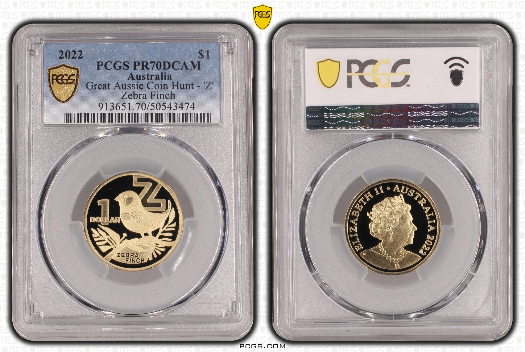 Great Aussie Coin Hunt - 'Z', POP 17/0, One Dollar, 2022, PCGS PR70DCAM