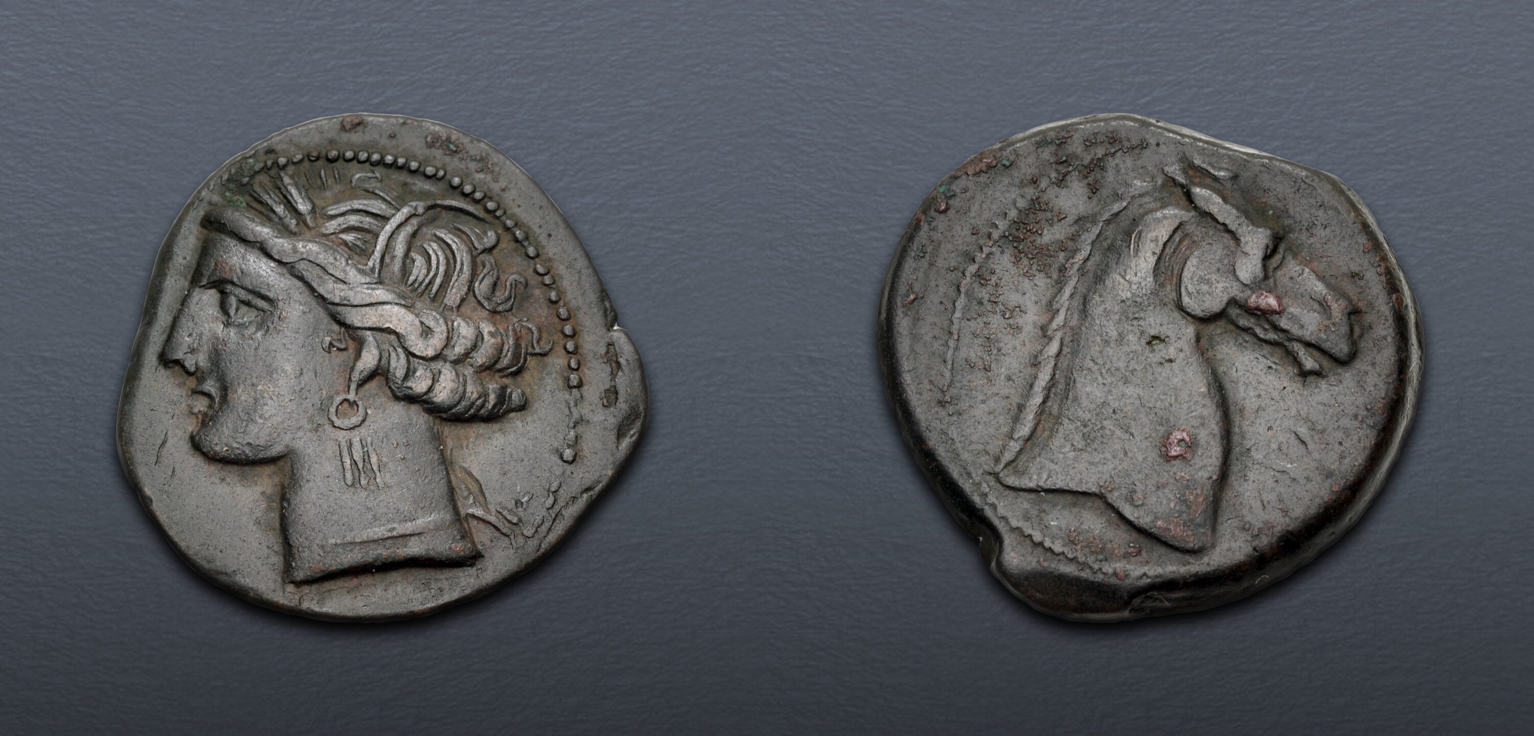 CARTHAGE. Circa 300264 BC. Æ Shekel(?) (20mm, 5.02 g, 3h). Carthage or