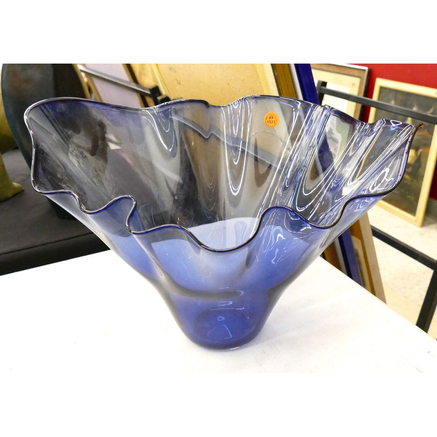 Signed McAlarny Blue Studio Glass Vase 10''x16''