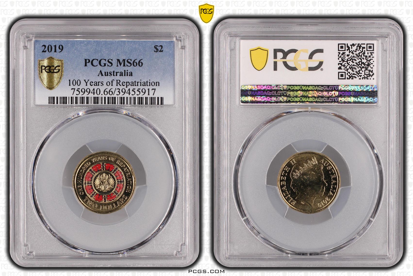 2019 Australia Two Dollar, $2 100 Years of Repatriation PCGS - MS66 -917