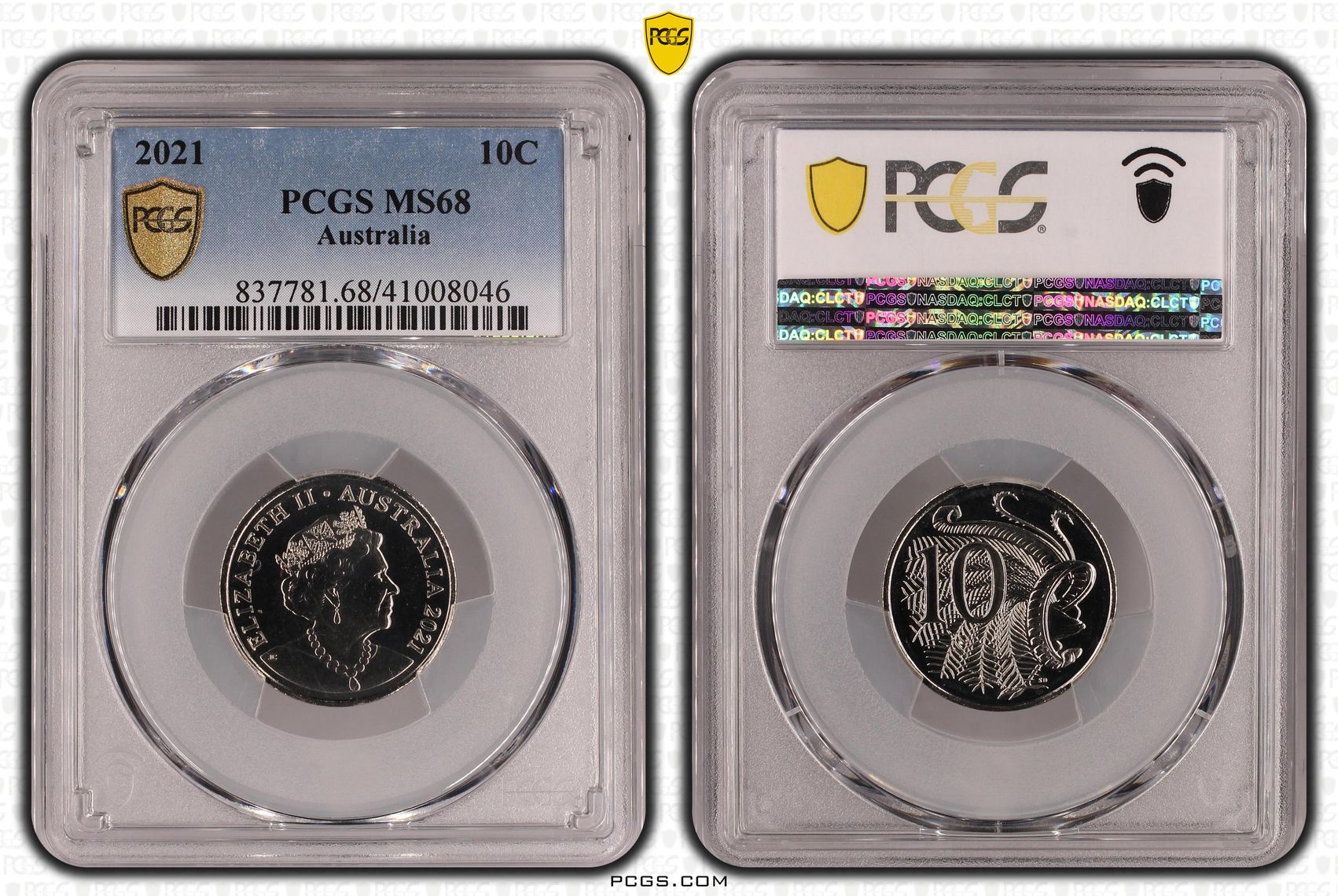 Ten Cent, 2021, PCGS MS68