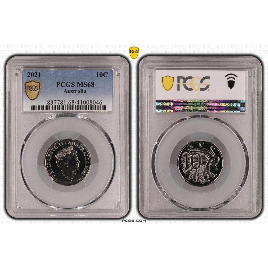 Ten Cent, 2021, PCGS MS68