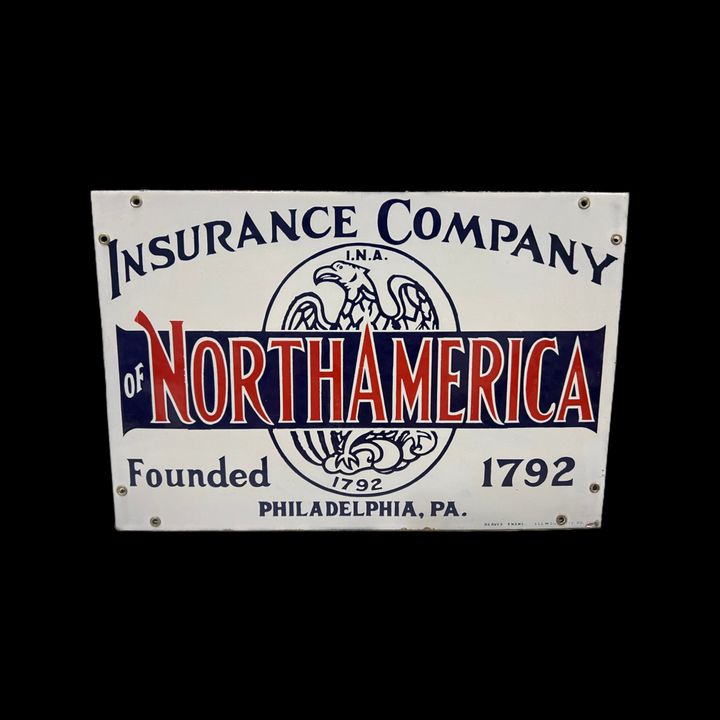 North America Insurance Company Philadelphia Porcelain Sign