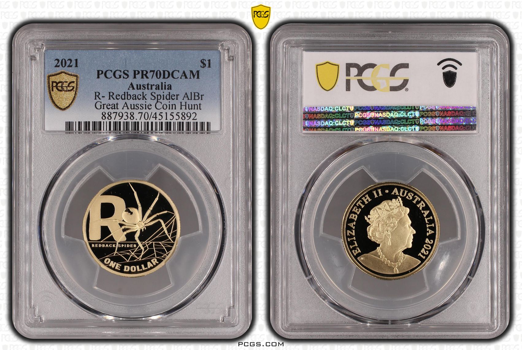 Elizabeth II, R- Redback Spider AlBr, One Dollar, 2021, PCGS PR 70DCAM