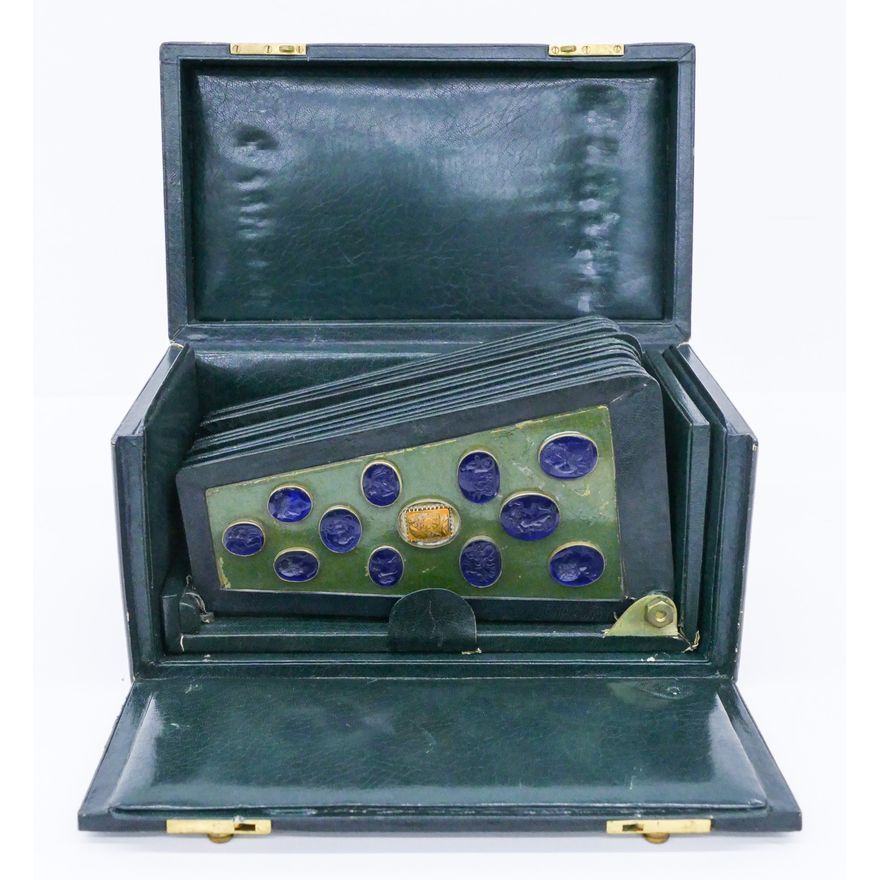 Antique Intaglio Salesman Sample Leather Case
