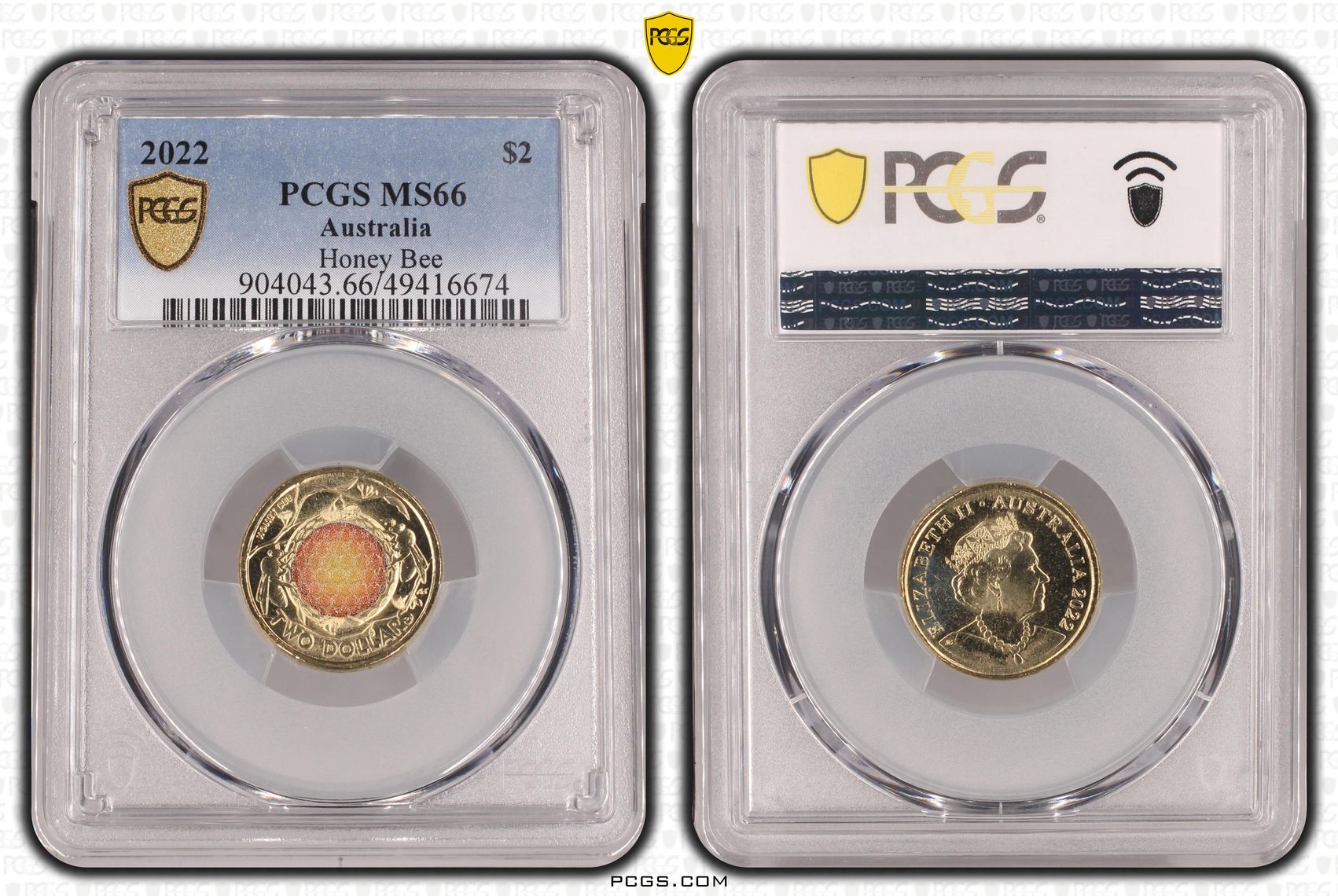 Honey Bee Colorized, Two Dollar, 2022, PCGS MS66