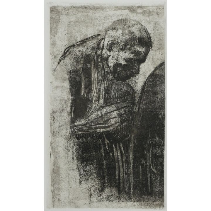 Kathe Kollwitz ''Man Mourning'' 1919 Etching