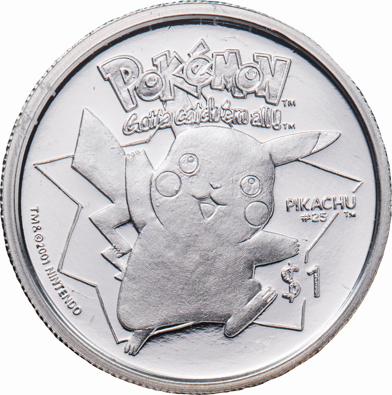 ニウエ-Niue. プルーフ. Proof. ポケモンコイン 1ドル銀貨5種揃 2001年