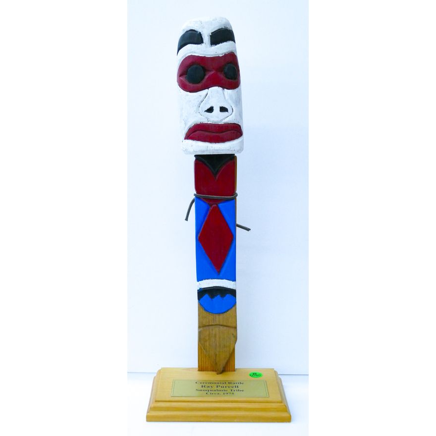 Ray Purcell (Snoqualmie) Ceremonial Rattle 1975 Carved Cedar