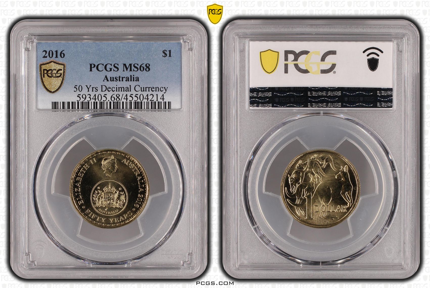 Elizabeth II, 50 Yrs Decimal Currency, One Dollar, 2016, PCGS MS68