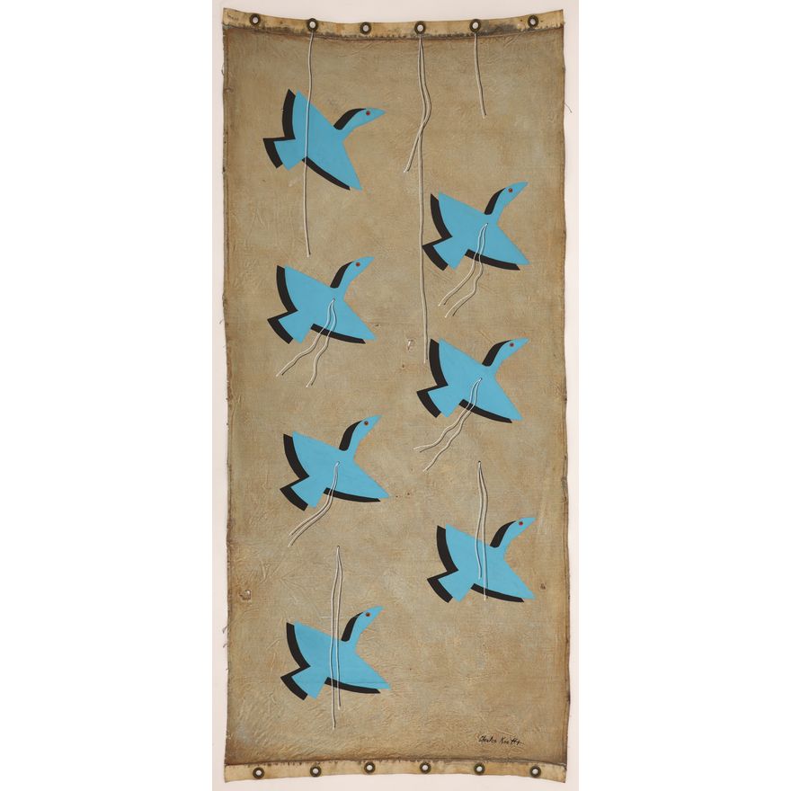 Charles Krafft ''Bluebirds'' Oil on Canvas Mail Bag