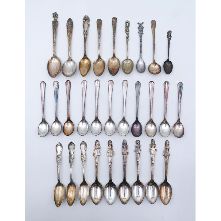 Box Old Character Silverplate Spoons etc.