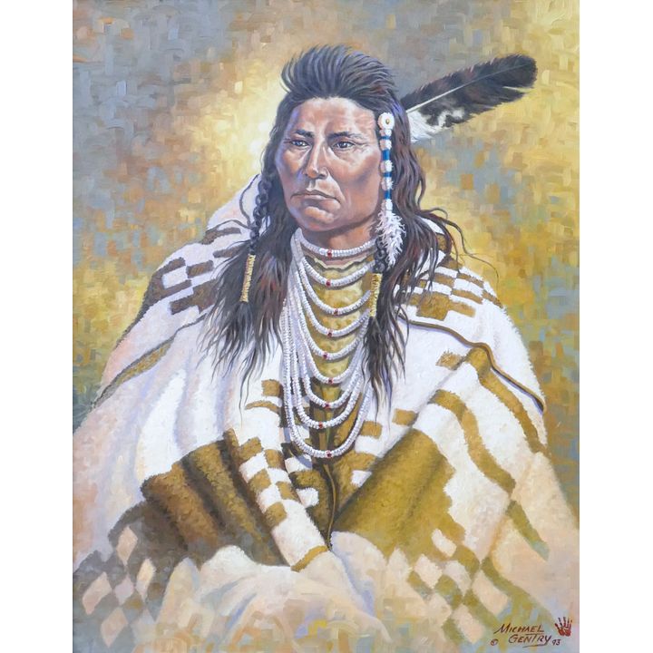 Michael Gentry (WA) ''Chief Joseph'' Oil Painting Gallery Framed