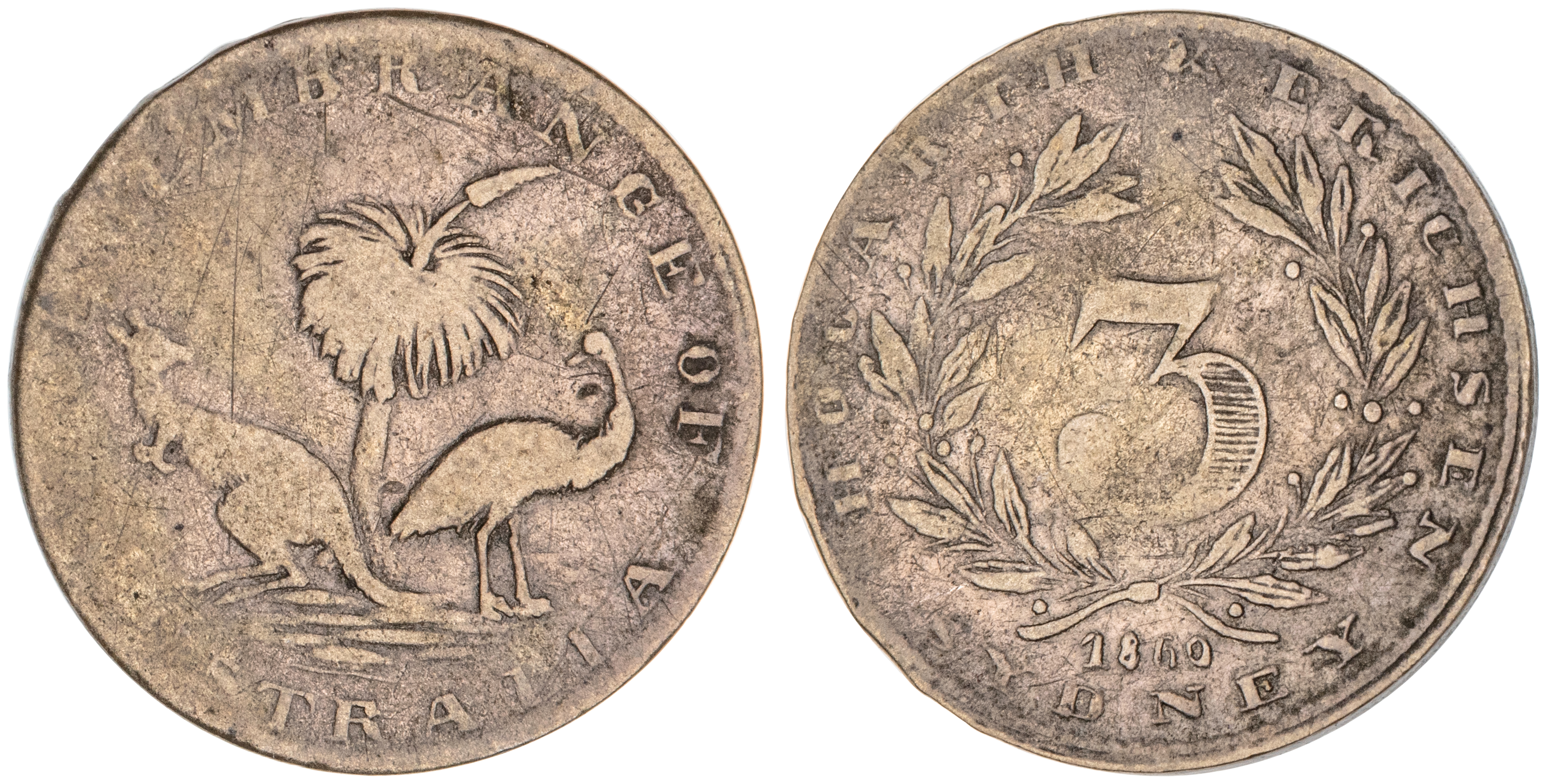 Sydney, NSW, Threepence, 1860, gFine