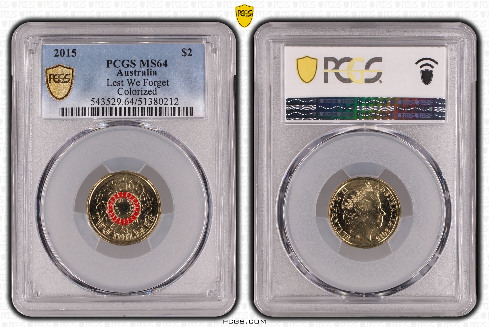 Lest We Forget Colorized, Two Dollar, 2015, PCGS MS64