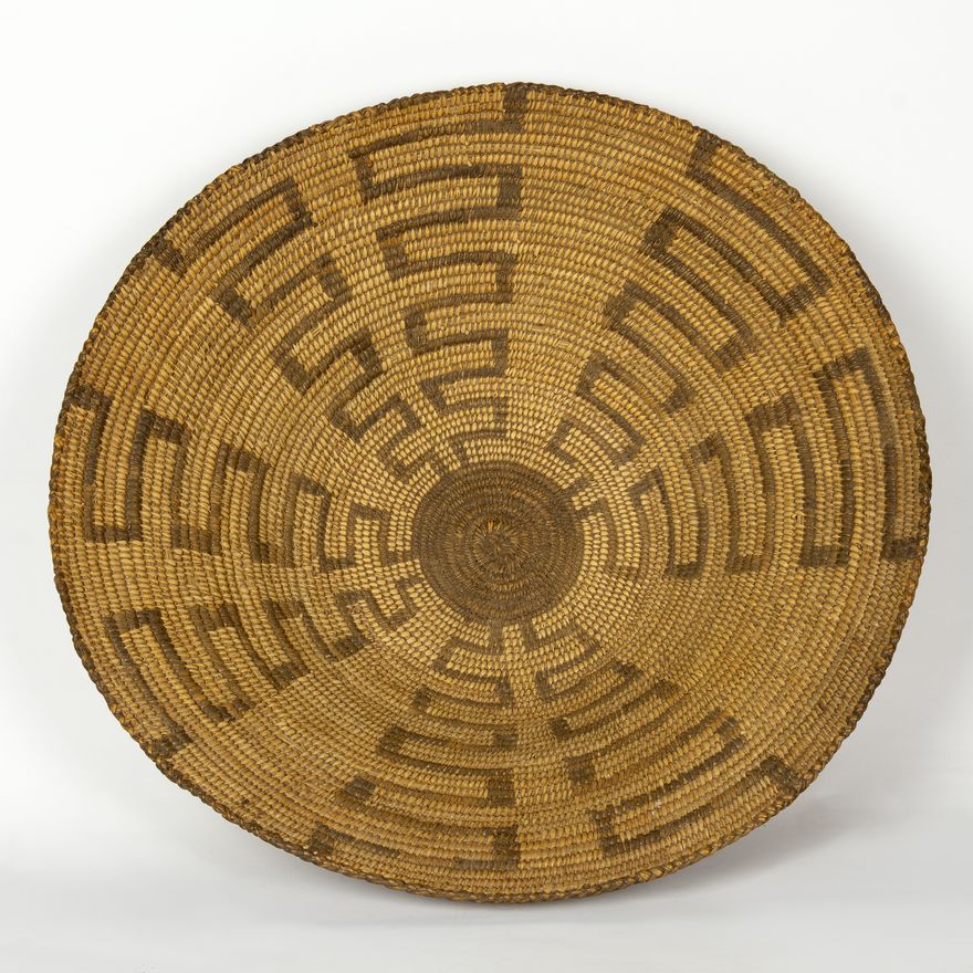 Unknown (20th Century): Pima Basketry Tray with Maze Design, c. 1900