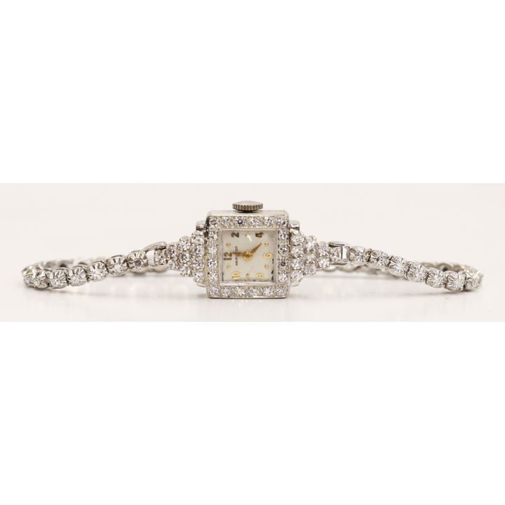 Ladies 14k Diamond Band Hamilton Wrist Watch