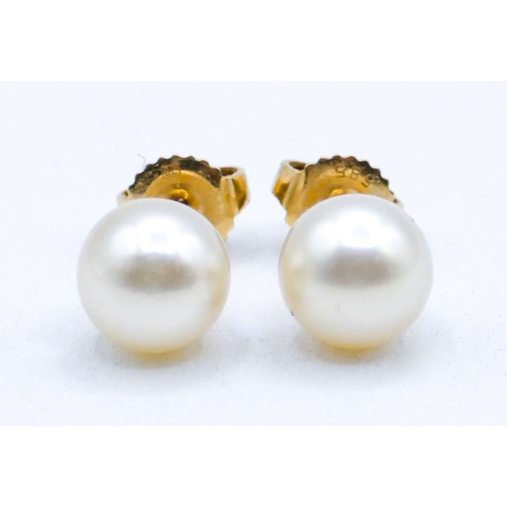 Pair 14k Pearl 8mm Stud Earrings - 2 Grams TW