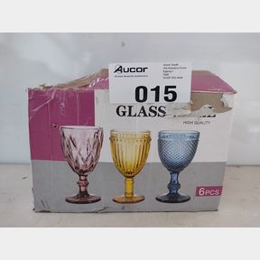 CRYSTAL VINTAGE COLORED GLASS GOBLETS - SET OF 3 - GREEN -