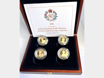 2006 GIBRALTAR ELIZABETH II PROOF GOLD 4-COIN SOVEREIGN SET