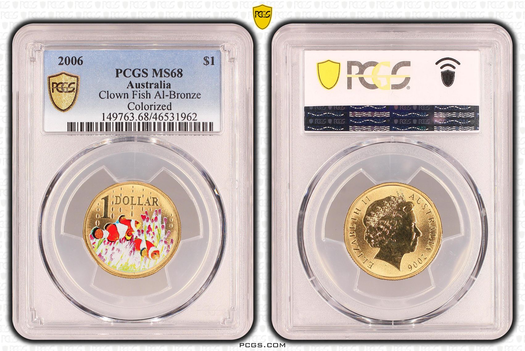 Elizabeth II, Clown Fish Al-Bronze, One Dollar, 2006, PCGS MS 68
