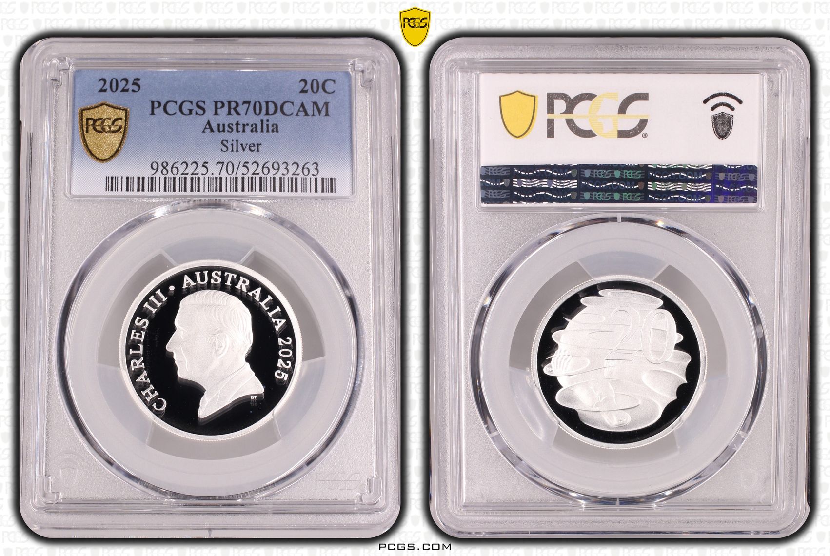 Silver, POP 11/0, Twenty Cent, 2025, PCGS PR70DCAM