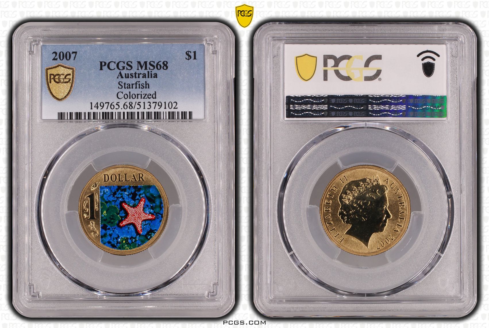 Starfish, One Dollar, 2007, PCGS MS68