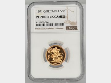 1991 ELIZABETH II PROOF GOLD SOVEREIGN PF70 UCAM TOP POP! (NO BULLION PRODUCED)