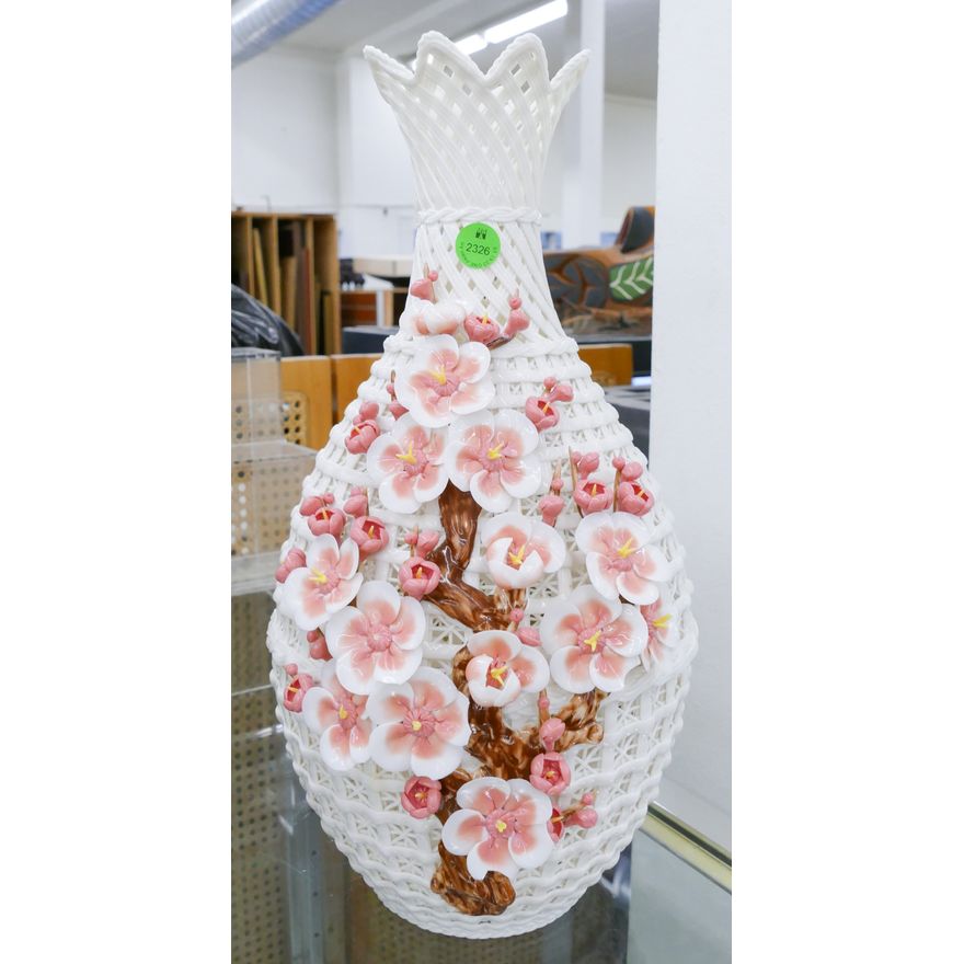 Chinese Pierced Lattice Work Porcelain Vase 15''