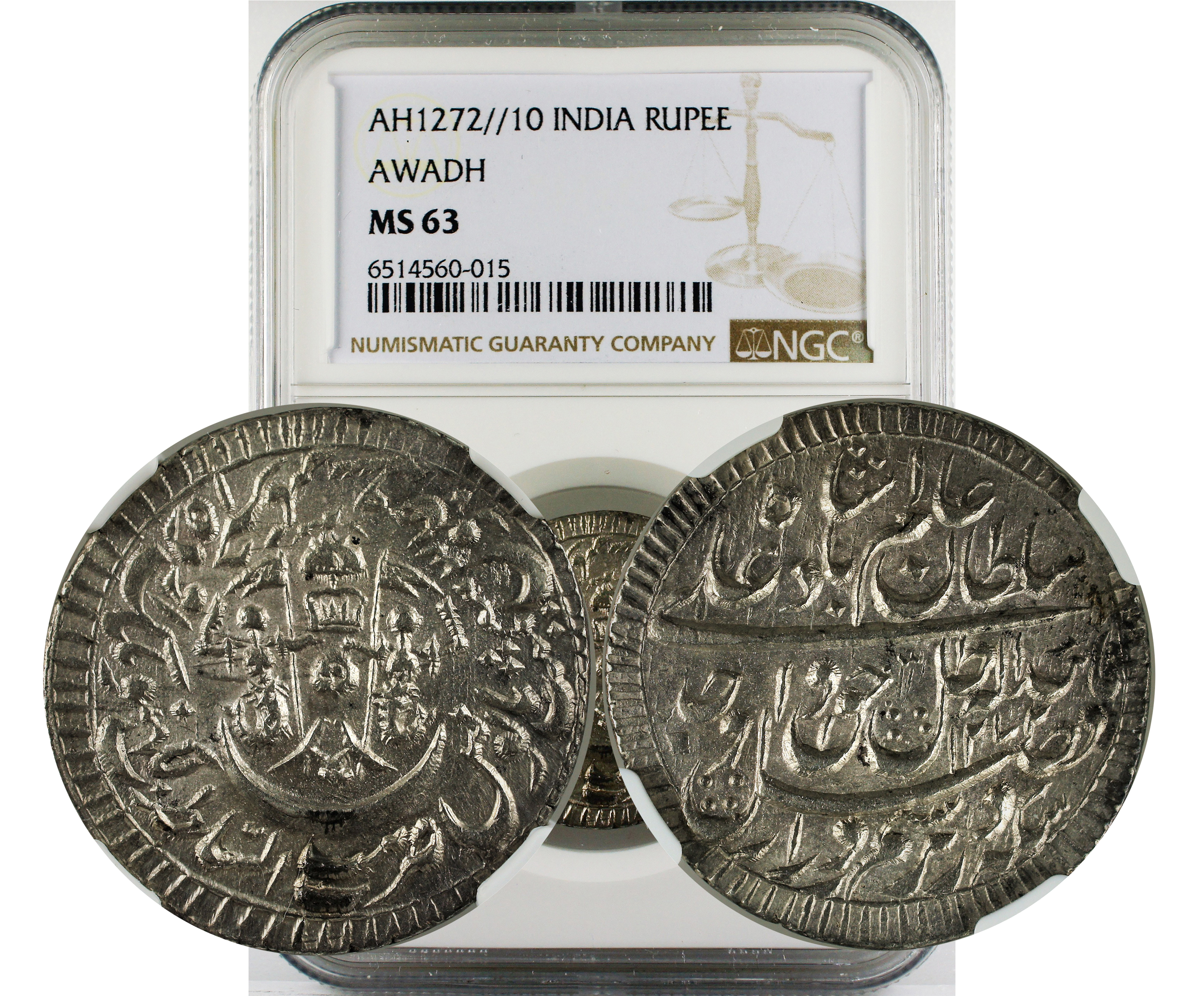 AH1272//10 INDIA AWADH RUPEE MS 63