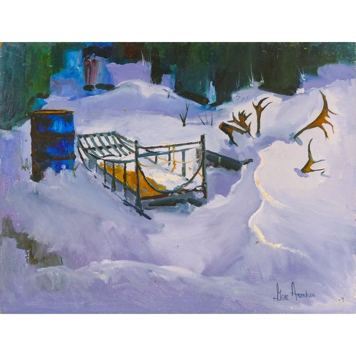 Gene Amondson ''The Dog Sled'' Oil on Masonite 16''x20''