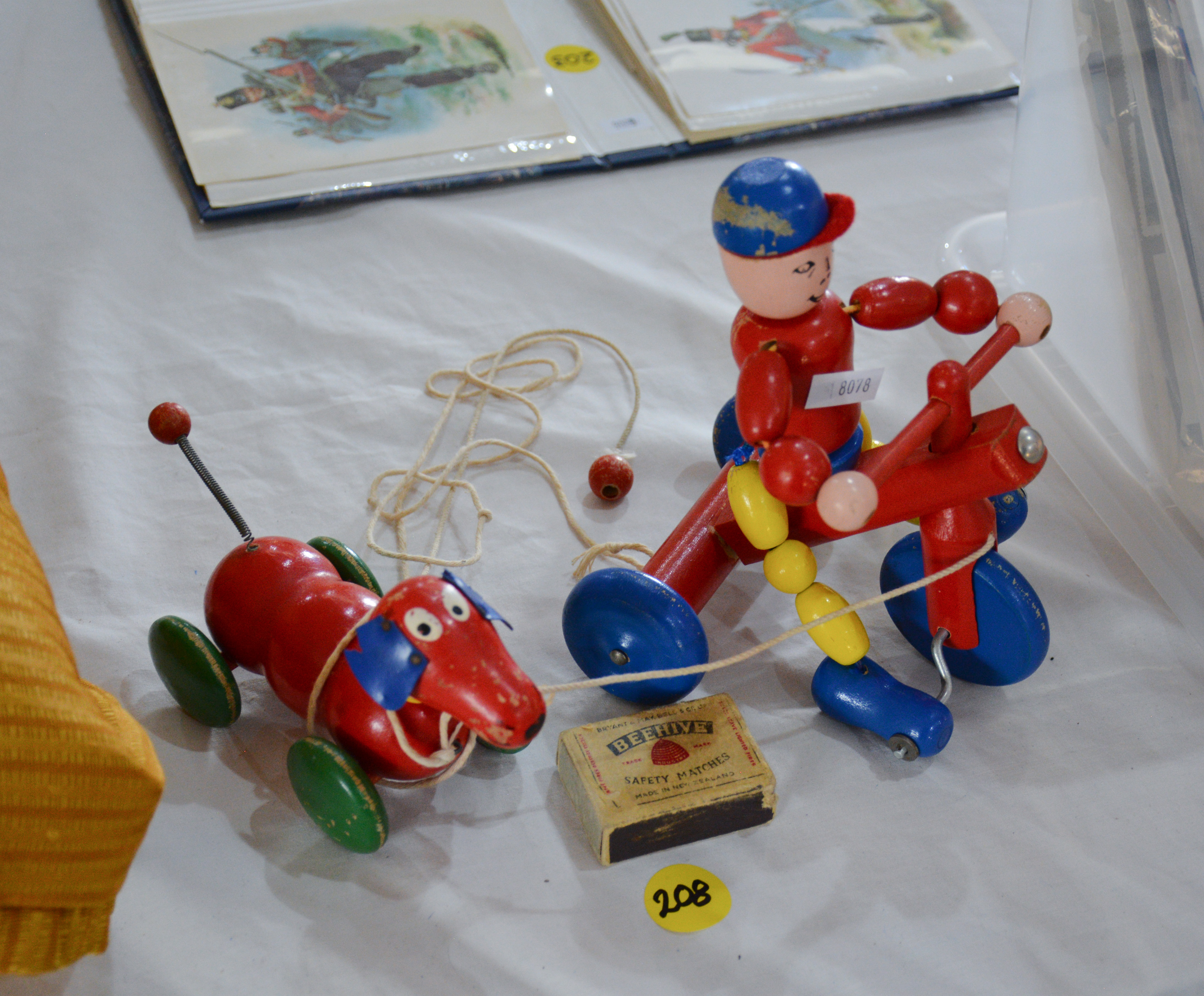 Vintage Painted Wood Pull-Along Toys x 2 — sold at auction in New Zealand for $25