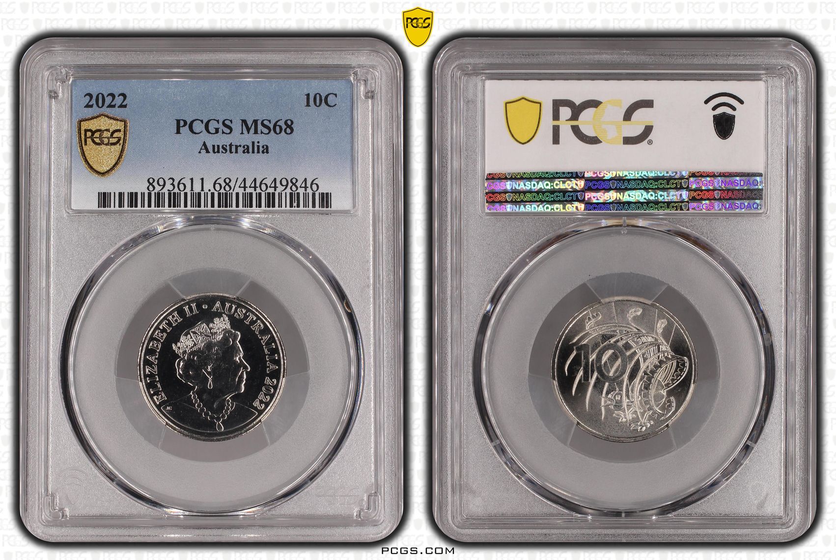 Elizabeth II, Ten Cent, 2022, PCGS MS 68