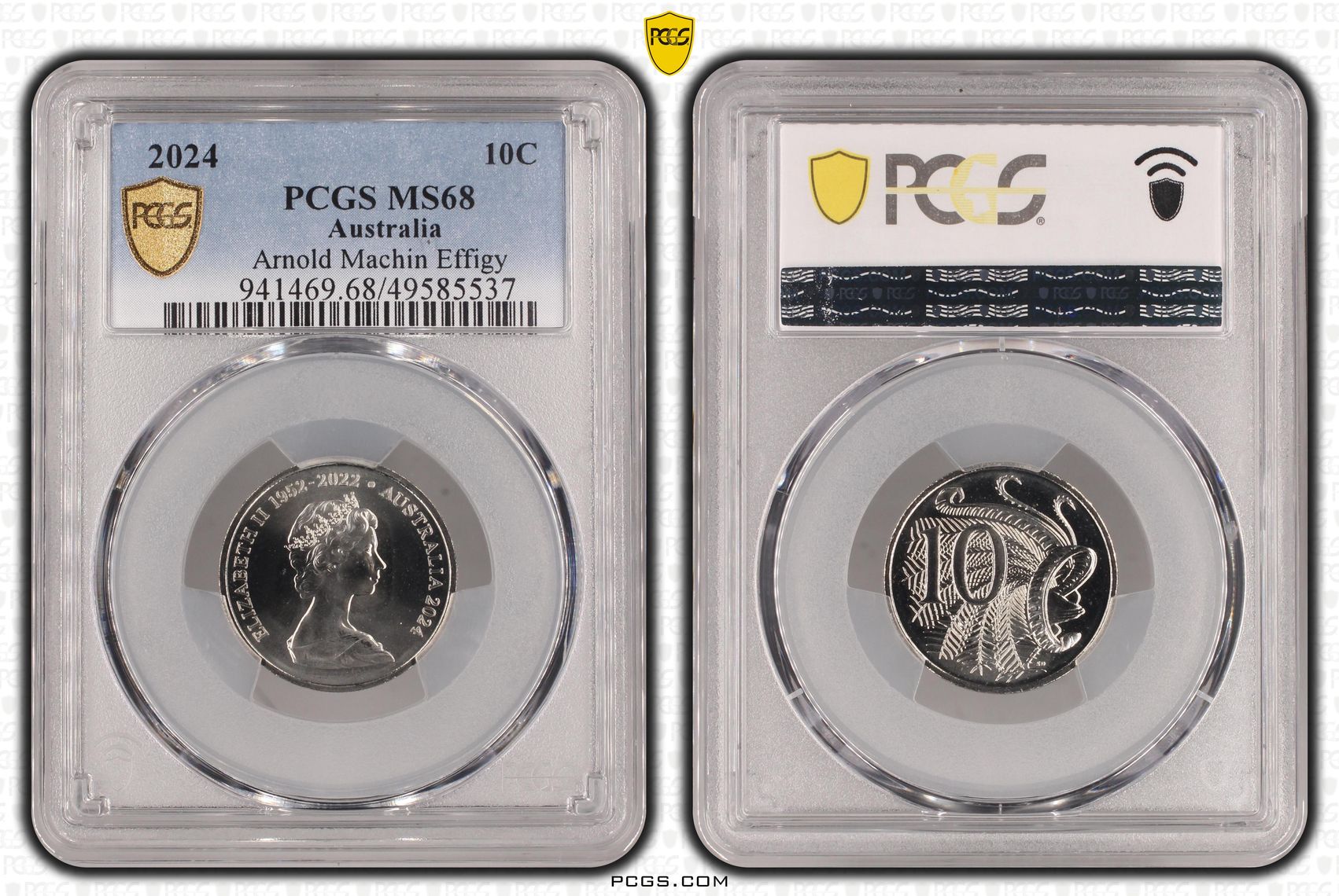 Elizabeth II, Arnold Machin Effigy , Ten Cent, 2024, PCGS MS68