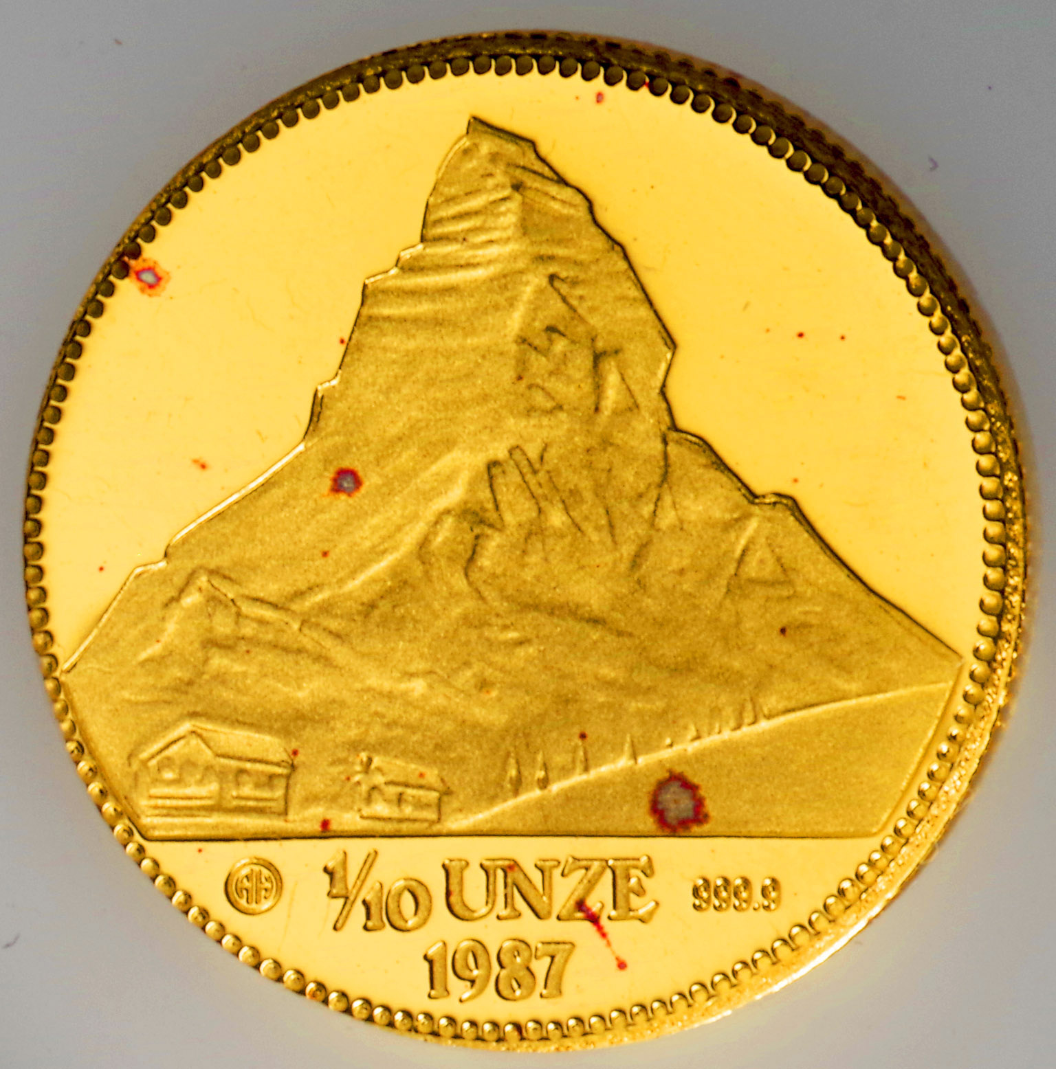 スイス-Switzerland. マッターホルン 1/10オンス金メダル 1987年(AH