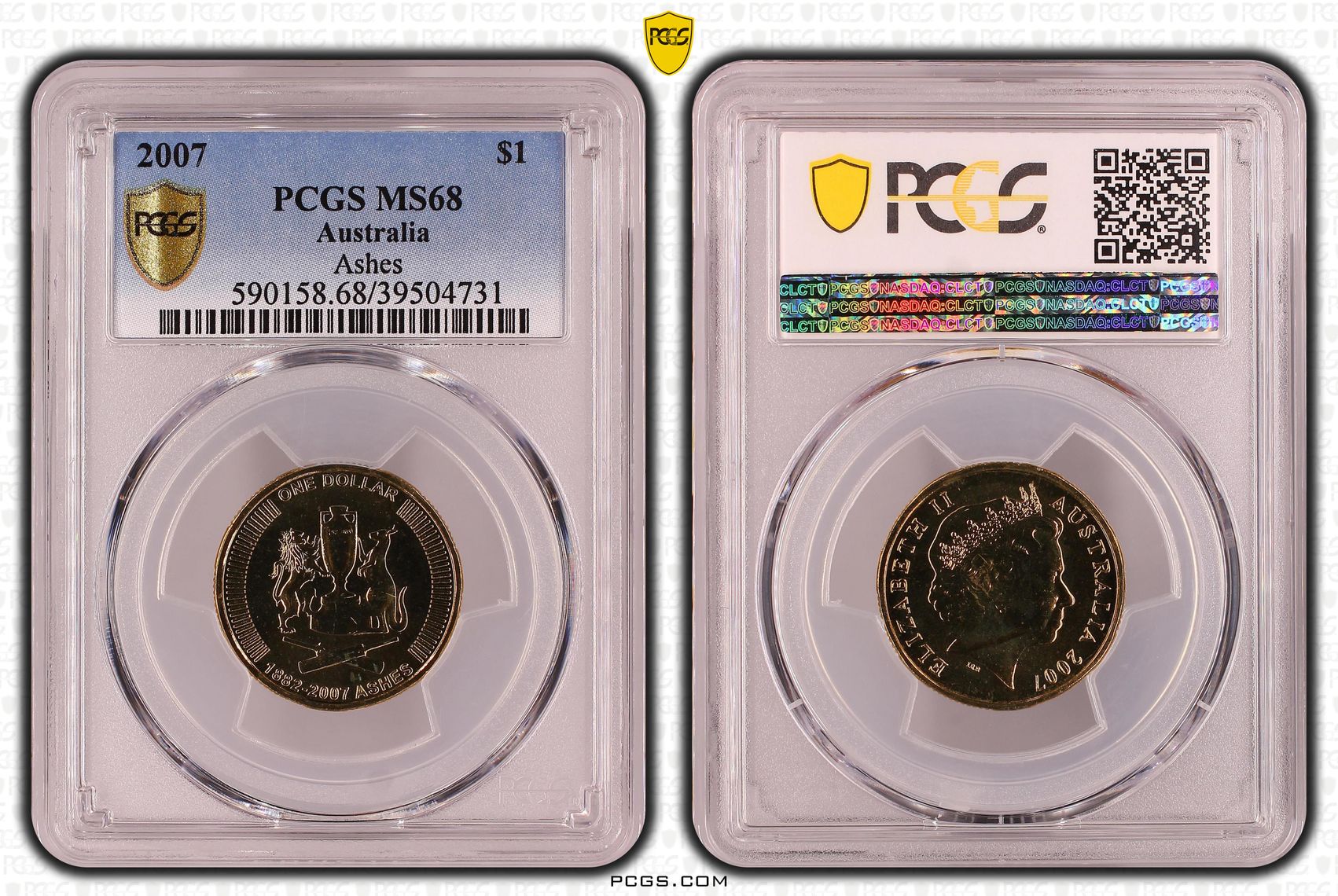 424 · Ashes, POP 6/0, One Dollar, 2007, PCGS MS68