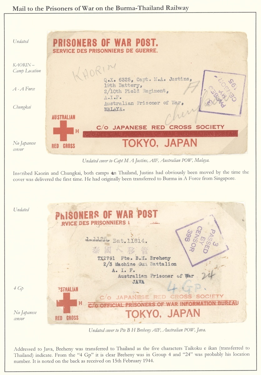 Prisoner of War and Civilian Internee Mail from Burma, Thailand and ...