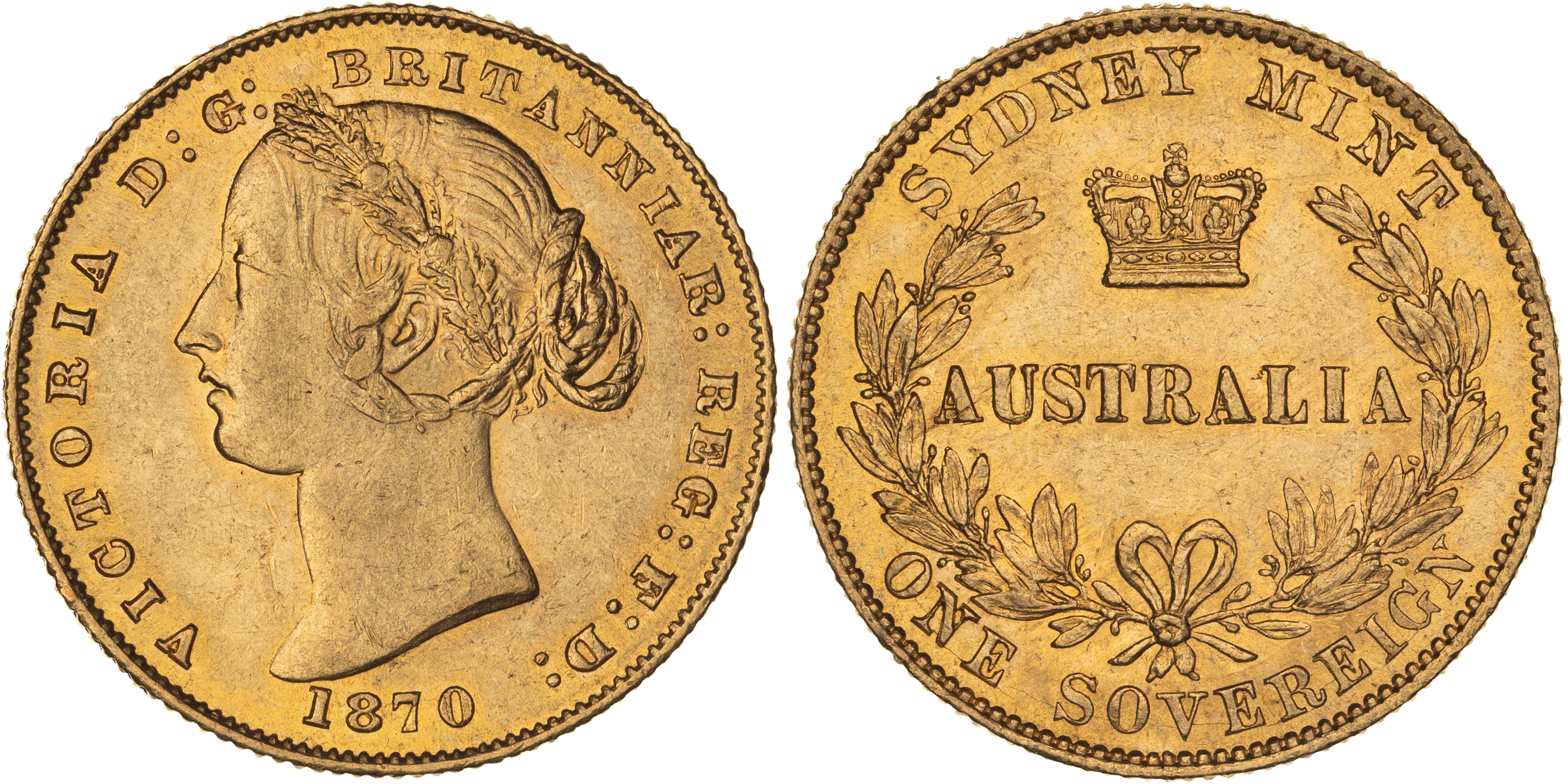 Victoria, Sydney Mint Reverse - Type II, Sovereign, 1870, UNC