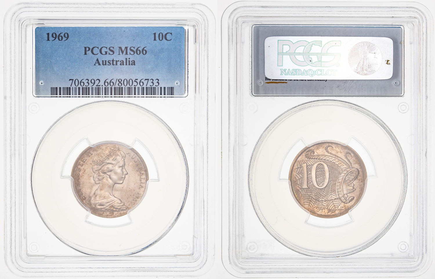 Ten Cent, 1969, PCGS MS 66