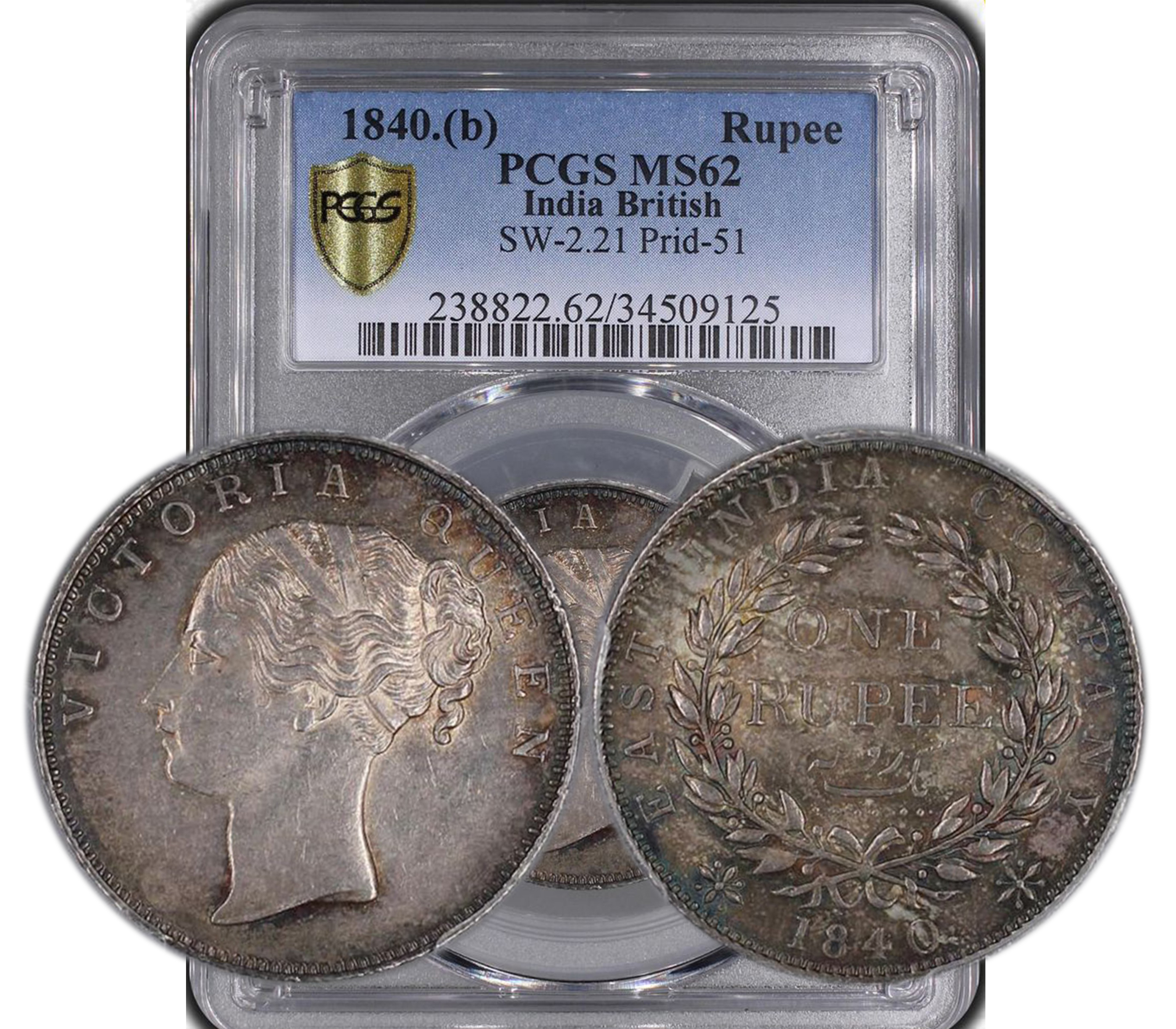 1840 B INDIA RUPEE MS62