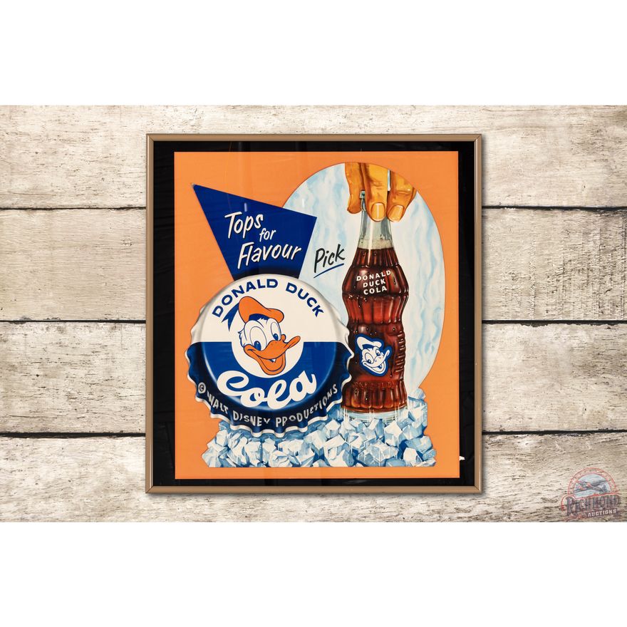 Donald Duck Cola "Tops for Flavor" Cardboard Sign