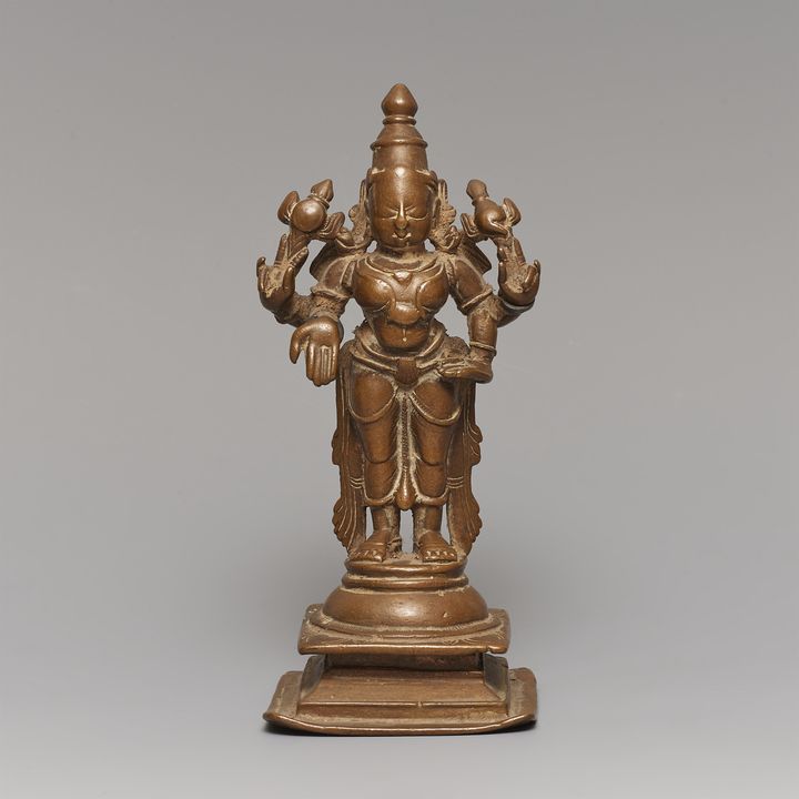 A South Indian copper alloy figure of Vishnu. 17/18th century