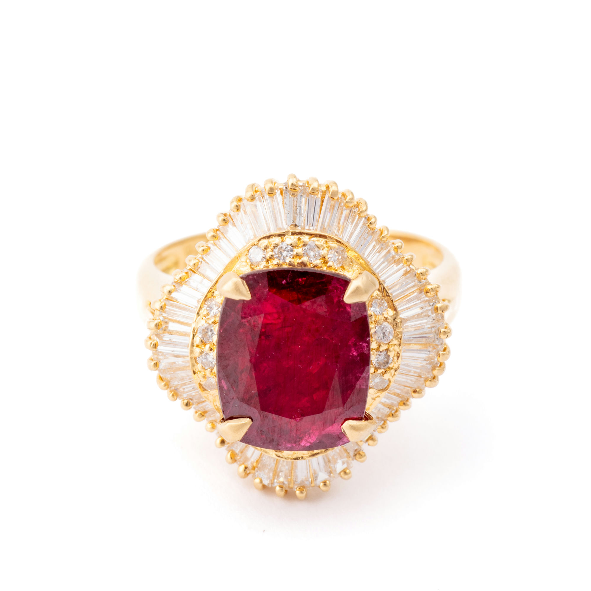 4.02 Carat Ruby and Diamond Ring 18ct Gold,