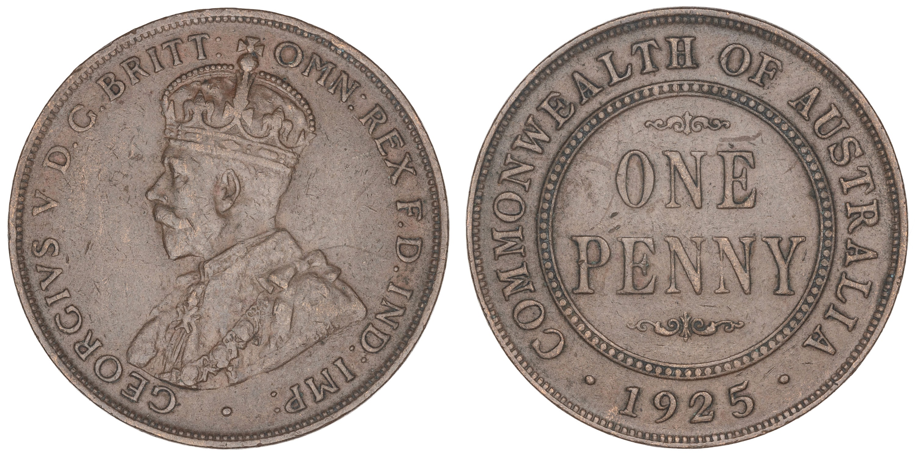 George V, Penny, 1925, aVF