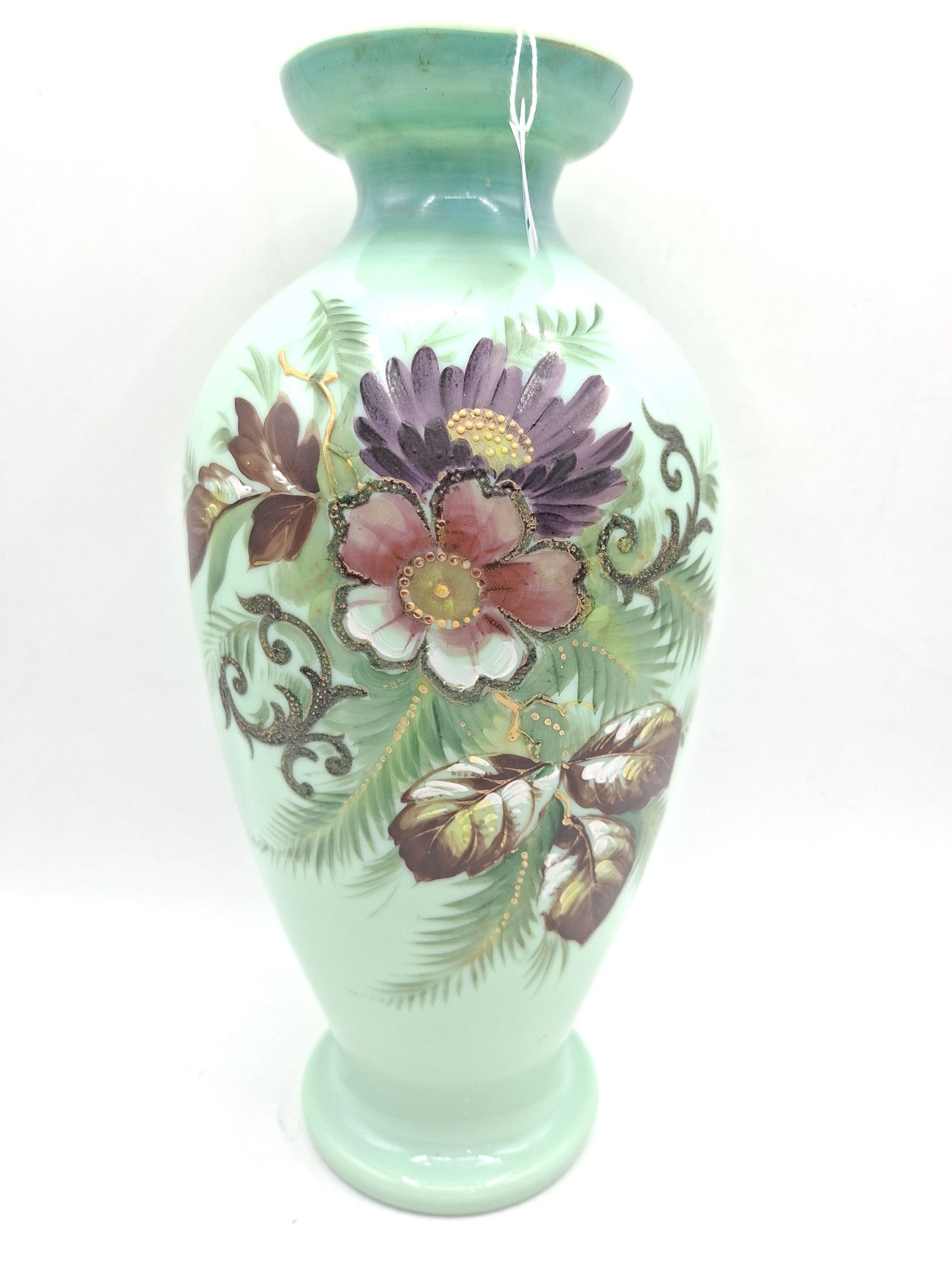 19th Century Uranium Green Vaseline Glass Vase