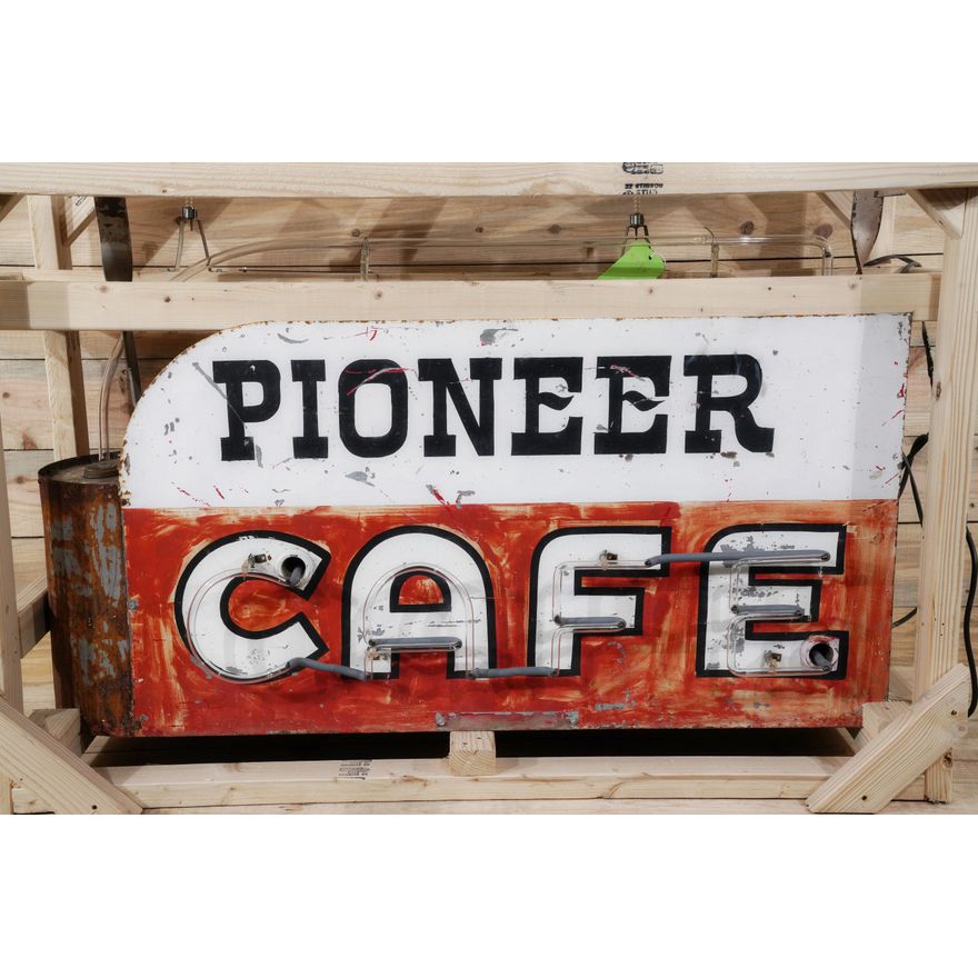 Pioneer Cafe Double Sided Metal Diecut Neon Sign & Neon Arrow TAC 7