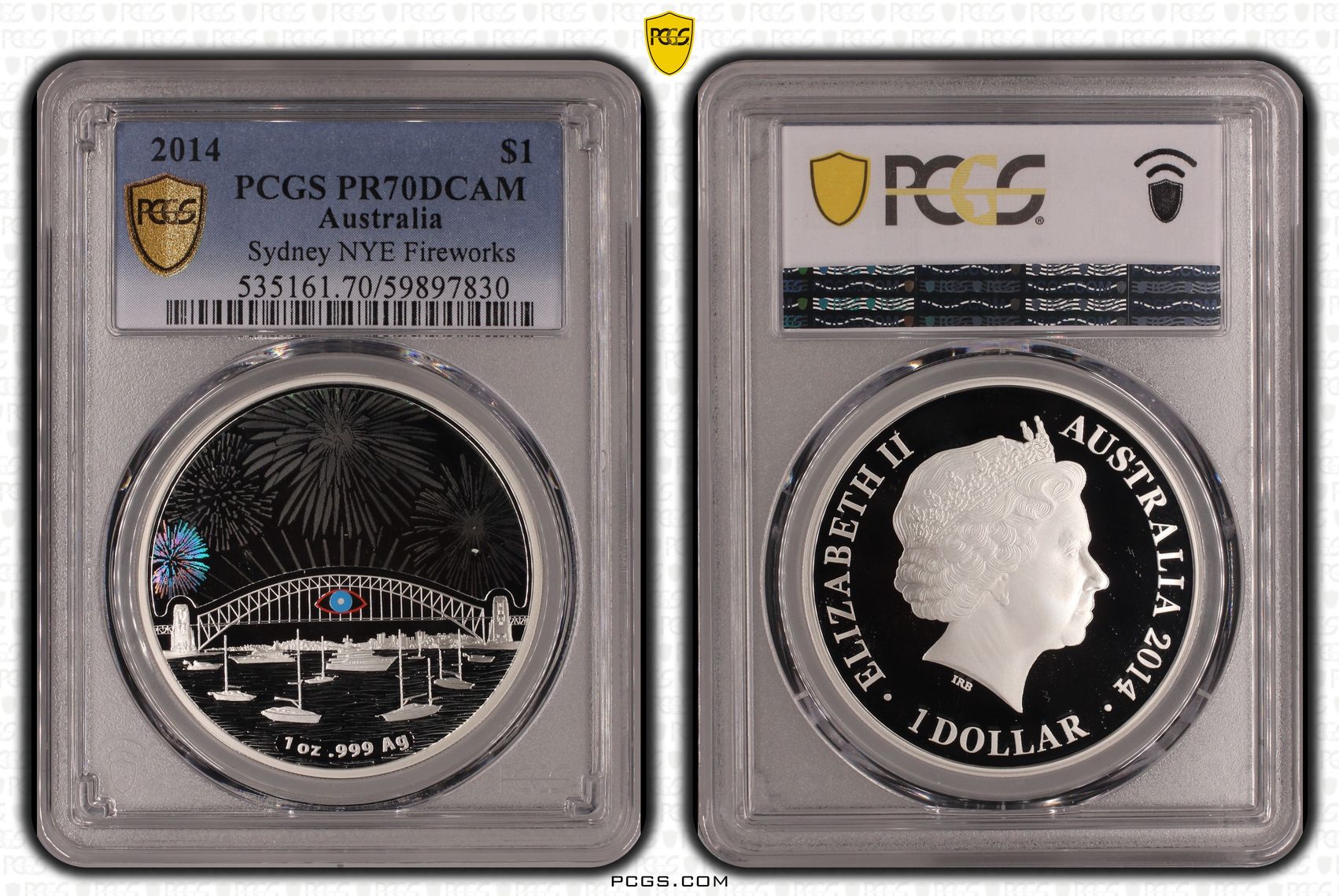 Sydney NYE Fireworks, POP 11/0, One Dollar, 2014, PCGS PR70DCAM