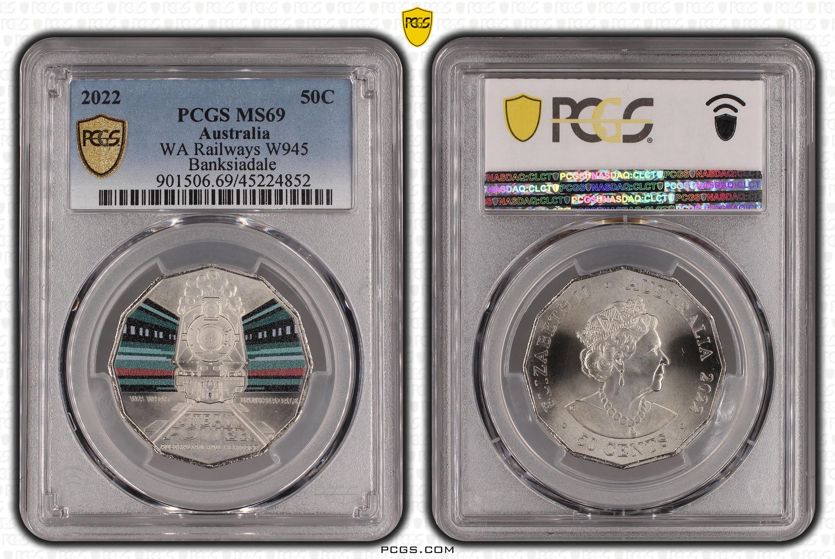 WA W945 Banksiadale, Fifty Cent, 2022, PCGS MS 69