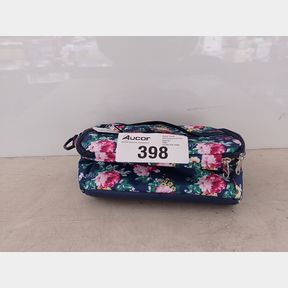 LARGE CAPACITY THERMAL INSULATED LUNCH COOLER BAG WITH STRAP - FLORAL - NAVY -