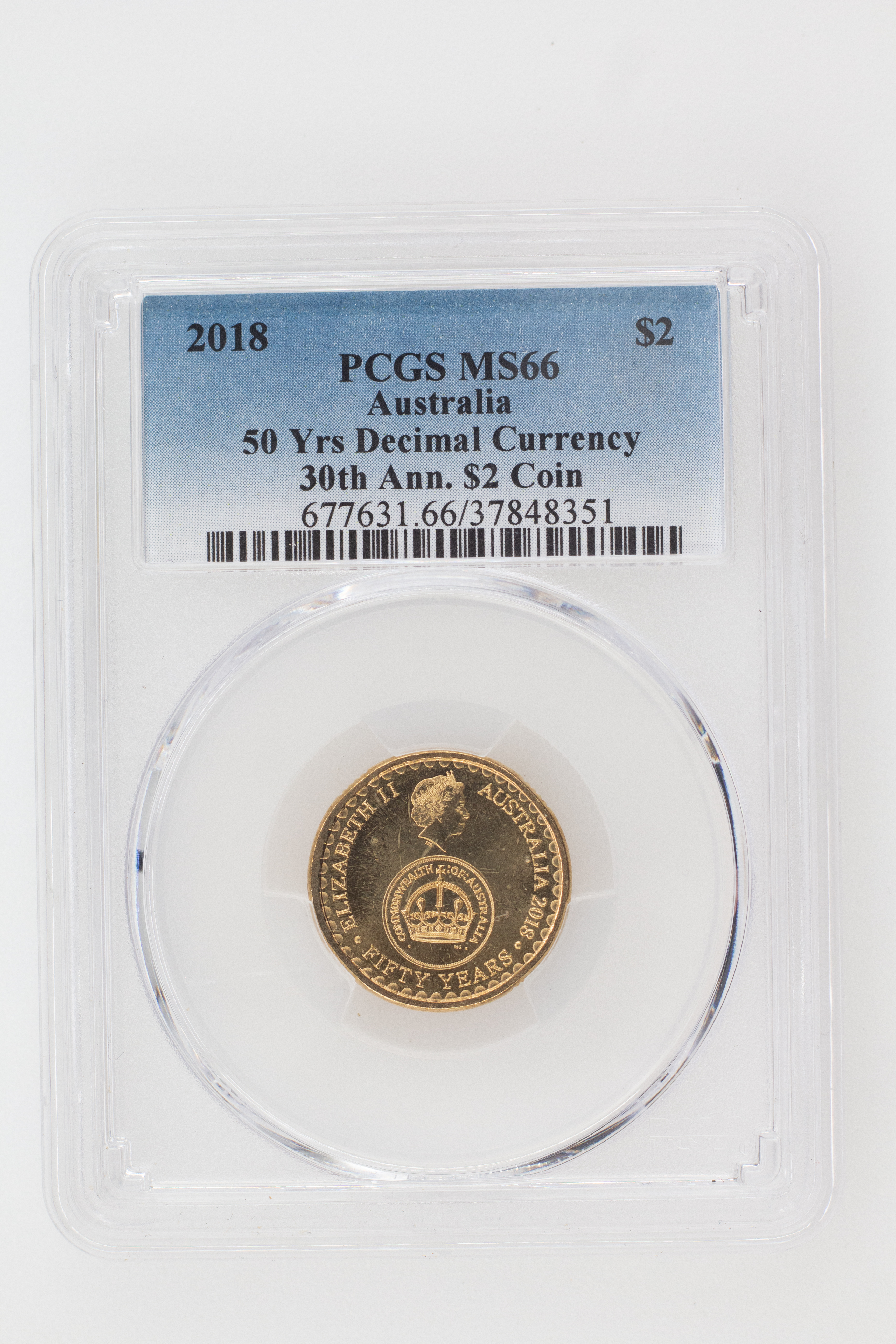 2018 Australia Two Dollar, $2 50 Yrs Decimal Currency 30th Ann. $2 Coin PCGS - MS66 -351